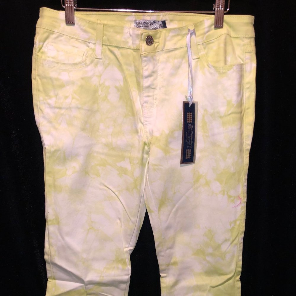Bleu Jeans Los Angeles NEW Lime White Skinny Jeans Size 11 Women, Size 30 Men